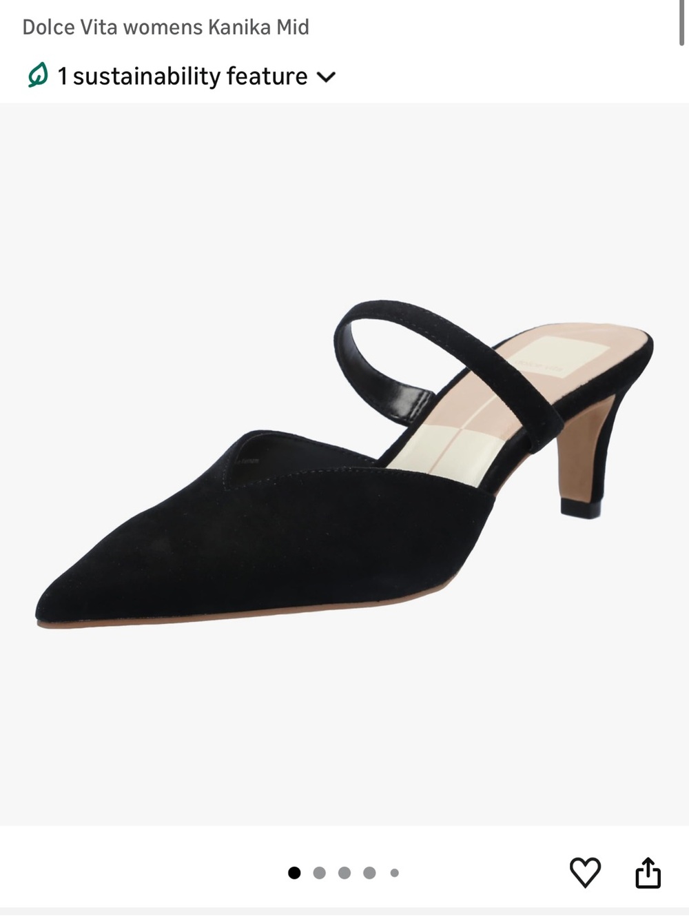 Dolce Vita Black Suede Pointed Mid Heel Mule with Strap